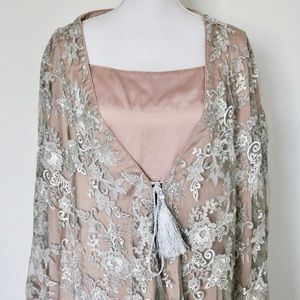 3-piece silk embroidered pakistani cape suit